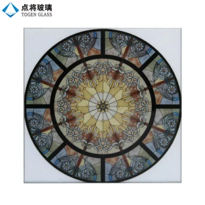 中国のモダンなデザインの絵画パターンをデジタル印刷した教会のステンドグラス